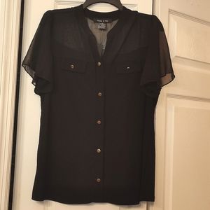 Adele & May Ruffle Sleeve Button Down Top Blouse NWT